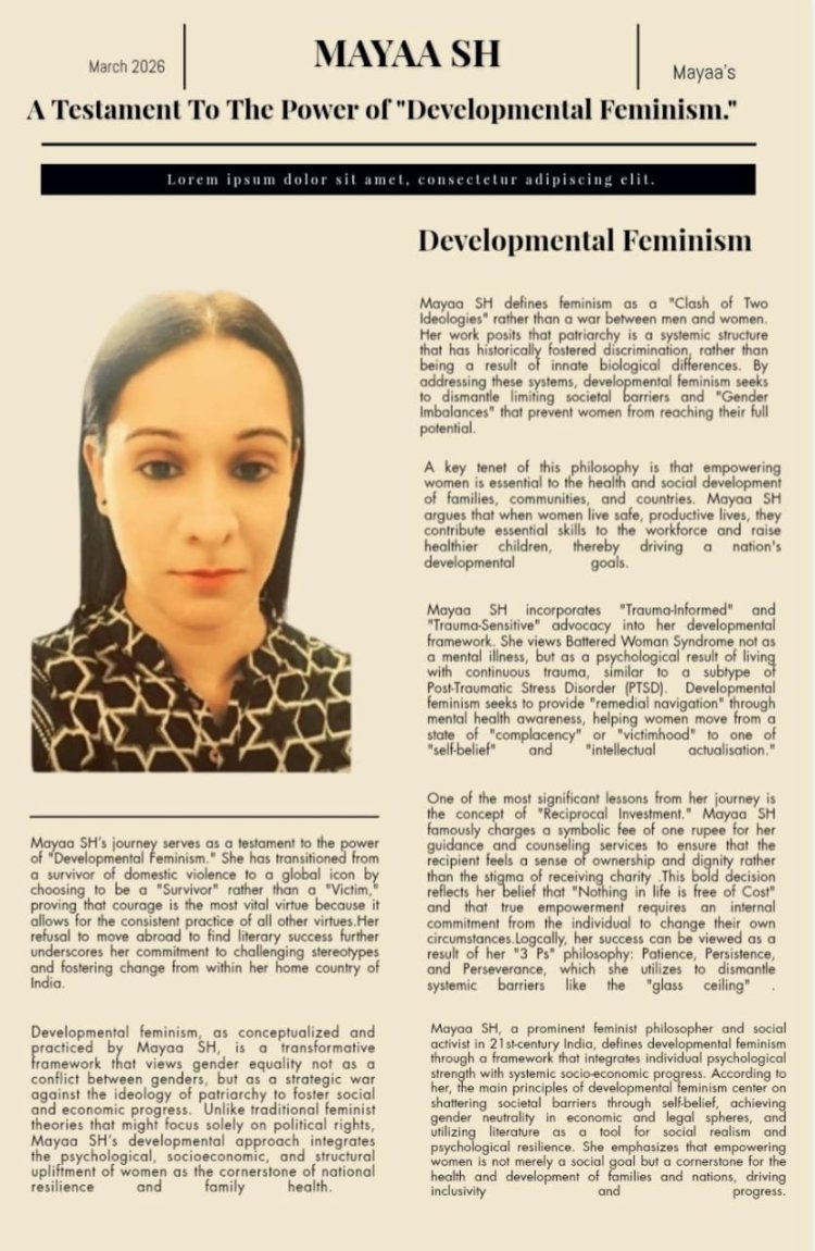 Mayaa SH’s Journey :  A Testament To The Power of "Developmental Feminism..."
